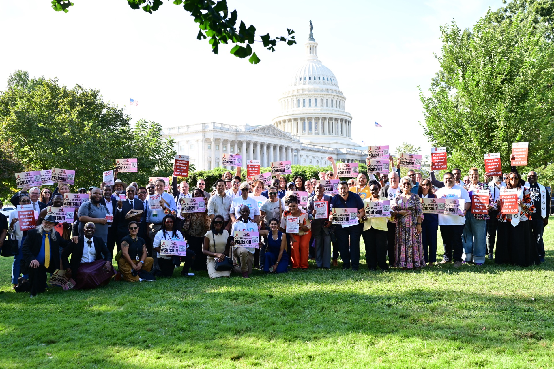 Advocates gather at the U.S. Capitol for the Save HIV Funding campaign