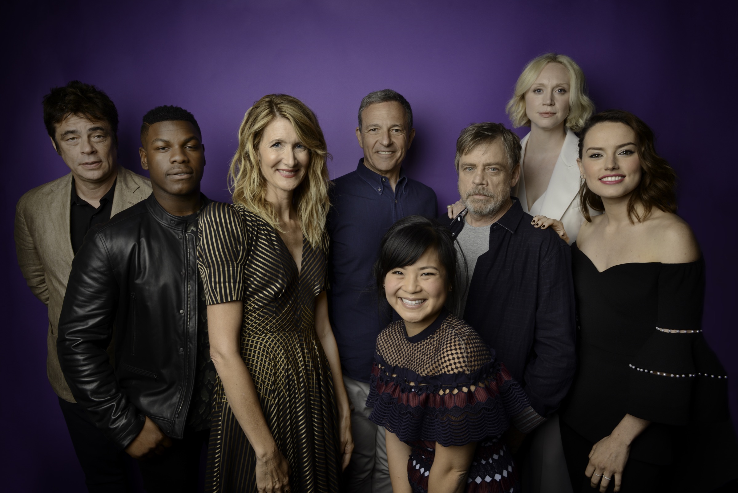 Cast and studio executives together at a press junket event